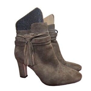 Lauren Ralph Lauren Belcia Fringe Suede Leather Ankle Boot Retro Boho size 8.5B